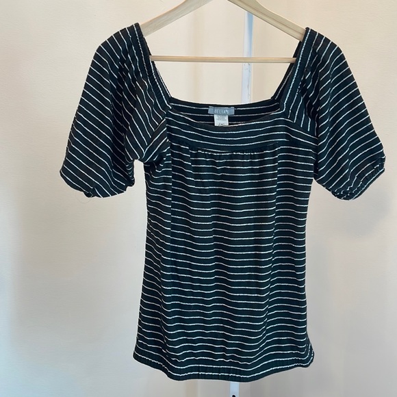 Y2K Vintage - DELiAs Striped Lurex Square Neck Top - Picture 2 of 5